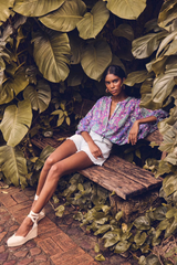 PHIL PURPLE PRINTED COTTON BLOUSE