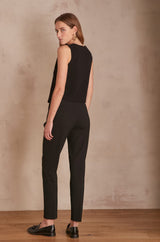 LARA BLACK MICROFIBRE CIGARETTE TROUSERS