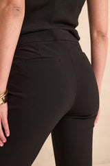 LARA BLACK MICROFIBRE CIGARETTE TROUSERS