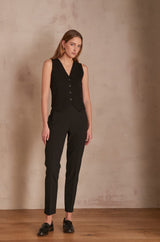 LARA BLACK MICROFIBRE CIGARETTE TROUSERS