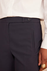 LARA NAVY MICROFIBRE CIGARETTE TROUSERS