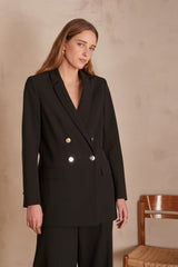 FLORINE BLACK MICROFIBRE TAILORED JACKET