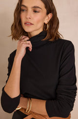 FERGUIE BLACK COTTON TURTLENECK T-SHIRT