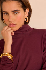 FERGUIE AUBERGINE COTTON TURTLENECK T-SHIRT