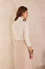 FERGUIE IVORY COTTON TURTLENECK T-SHIRT