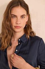 CARLA INK SATIN-LOOK FLOWING BLOUSE