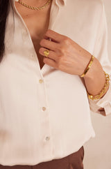 CARLA CREAM SATIN-LOOK FLOWING BLOUSE