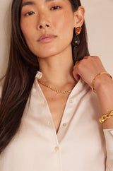 CARLA CREAM SATIN-LOOK FLOWING BLOUSE