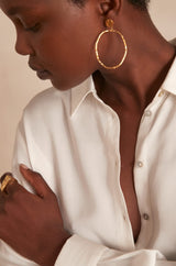 CARLA ECRU SATIN-LOOK FLOWING BLOUSE