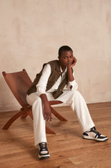 CARLA ECRU SATIN-LOOK FLOWING BLOUSE