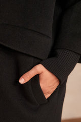 MAGDA STRAIGHT BLACK RECYCLED WOOL COAT