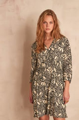 CALYPSO ECRU PRINTED DRESS