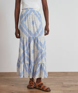 AICHA BLUE WHITE PRINTED TIERED SKIRT