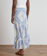 AICHA BLUE WHITE PRINTED TIERED SKIRT
