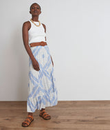 AICHA BLUE WHITE PRINTED TIERED SKIRT