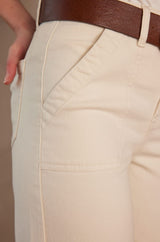 SELYNA CREAM WIDE LEG JEANS