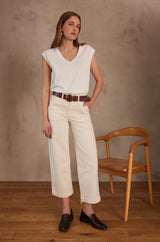 SELYNA CREAM WIDE LEG JEANS