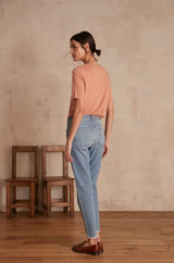 PATIENCE STONEWASHED STRAIGHT-CUT JEANS WITH RAW HEMS