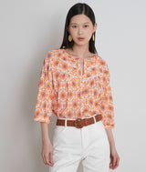 TAHA ORANGE PRINTED BLOUSE