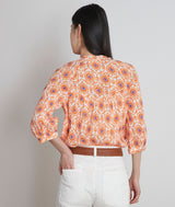 TAHA ORANGE PRINTED BLOUSE