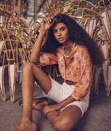 TAHA ORANGE PRINTED BLOUSE