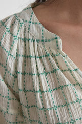 TEA BEIGE CHECKED BLOUSE