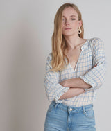 TEA WHITE CHECKED BLOUSE