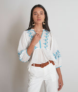 MAYA WHITE EMBROIDERED BLOUSE