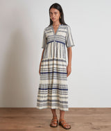 CERISE ETHNIC PRINT WHITE MAXI DRESS