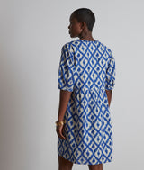 CHARLOTTE BLUE ELEGANT GRAPHIC PRINT SHORT DRESS