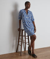 CHARLOTTE BLUE ELEGANT GRAPHIC PRINT SHORT DRESS