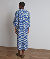 CLAUDIA BLUE ELEGANT GRAPHIC PRINT MAXI SHIRT DRESS