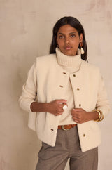 BROOKLYN ECRU SLEEVELESS JACKET