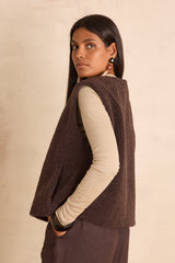 BROOKLYN CHOCOLATE SLEEVELESS JACKET
