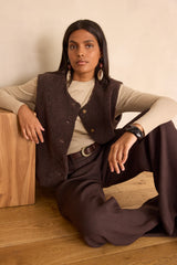 BROOKLYN CHOCOLATE SLEEVELESS JACKET