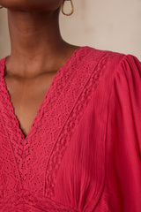 CAMILLE FUCHSIA LACE DRESS