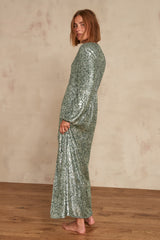 CLEOPATRE GREEN-BLUE MAXI DRESS
