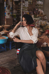 KAY GREY LEATHER SKIRT