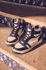LUCAS NAVY BLUE LEATHER SNEAKERS