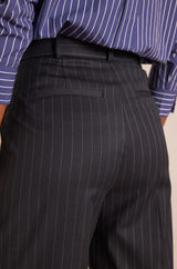 LAYLA NAVY BLUE WIDE-LEG STRIPED TROUSERS