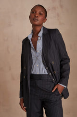 FLORINE NAVY BLUE PINSTRIPE JACKET