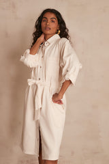 ADELE CREAM COTTON SHIRT DRESS