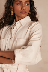 ADELE CREAM COTTON SHIRT DRESS