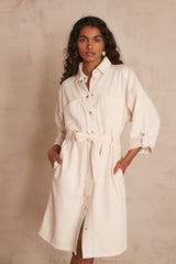 ADELE CREAM COTTON SHIRT DRESS