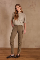 NALLA LEAF GREEN CHINO TROUSERS