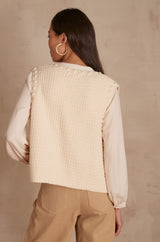 LEA BIS SLEEVELESS NATURAL CARDIGAN