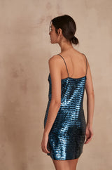 AGDA PETROLE SEQUIN DRESS