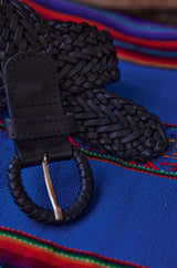 ENZO BLACK BRAIDED BELT