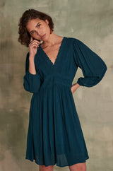 CAMILLE BIS PETROLE DRESS