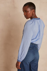CELESTINE CHAMBRAY BLUE BLOUSE